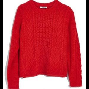 Madewell Red Cable knit Sweater